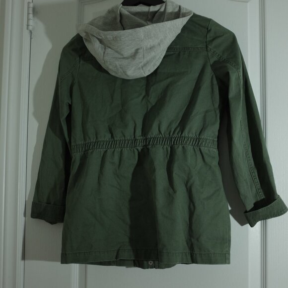 Justice girls green utility jacket with grey hood 12 - Picture 2 of 7
